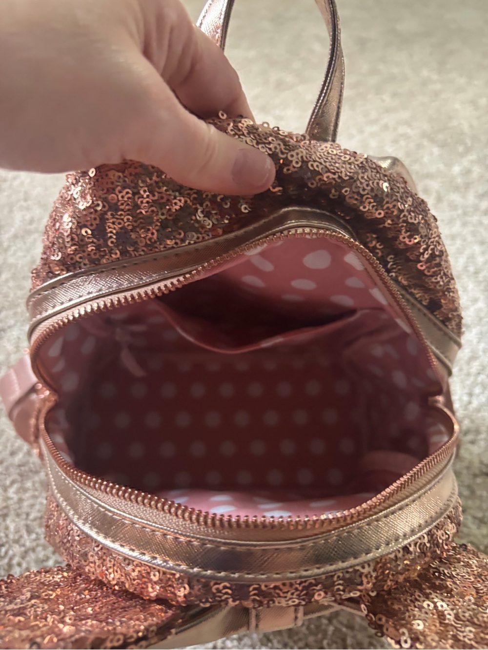 Disney Rose Gold Sequin Mini Backpack Loungefly - Picture 6 of 6